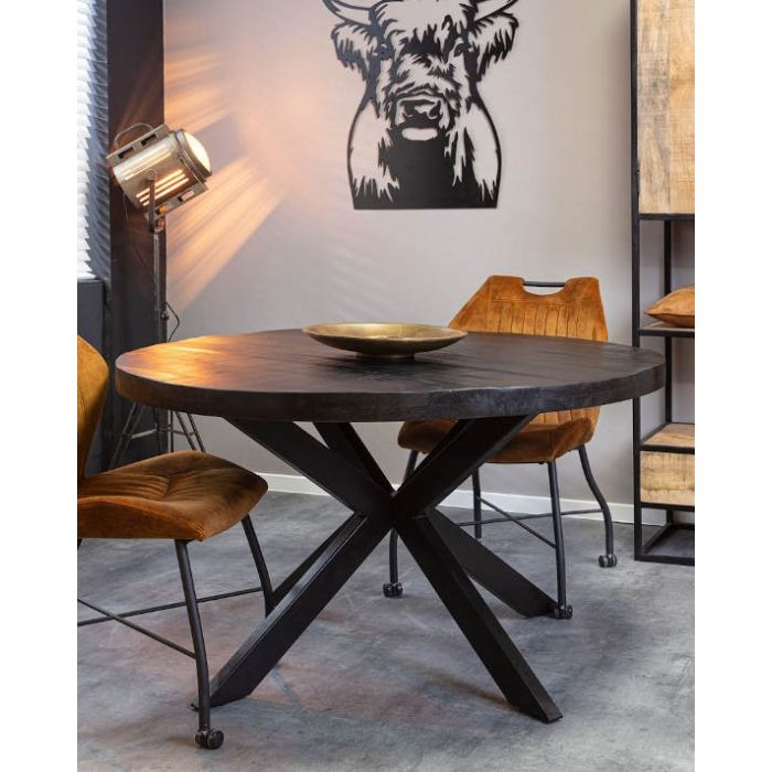 Ronde eettafel zwart mangohout