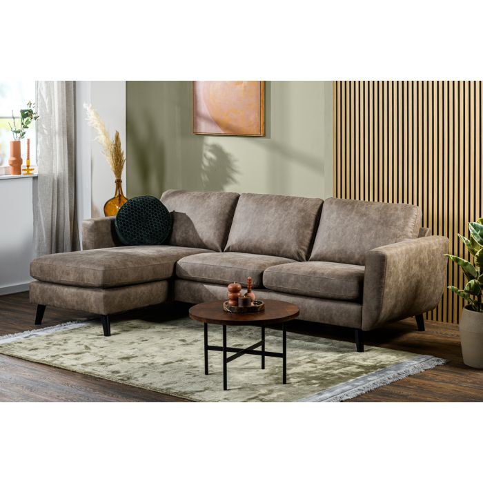 Bank taupe met chaise longue