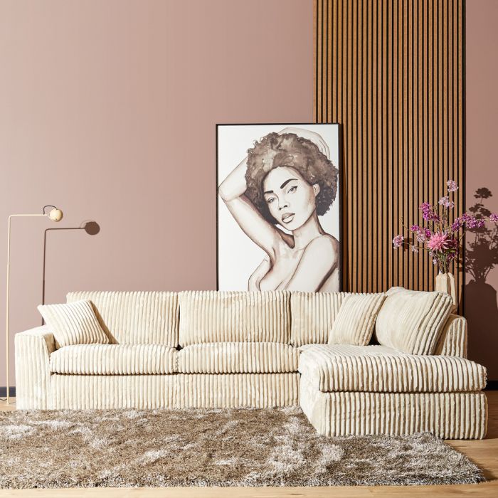 Hoekbank Teddy + Divan Rechts Beige