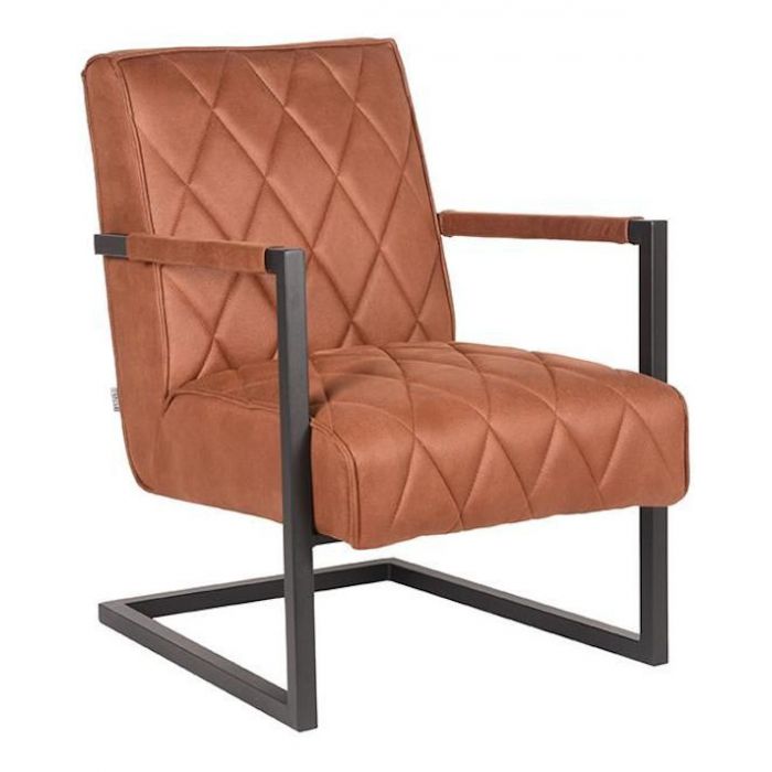 Industriele fauteuil cognac