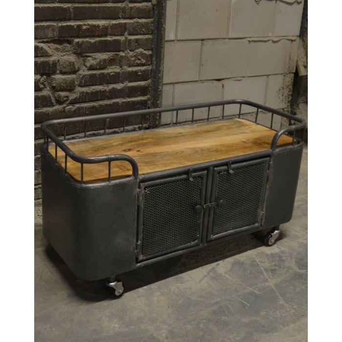 Industrieel tv meubel trolley ijzer