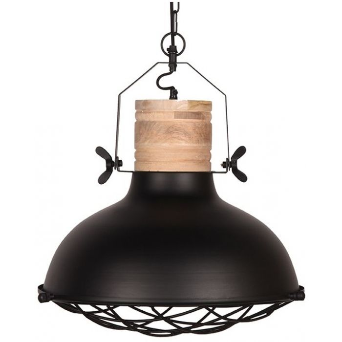 Grote industriele hanglamp zwart