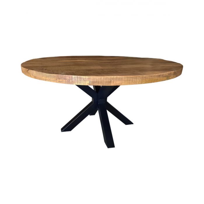 Ronde eettafel mangohout kruispoot