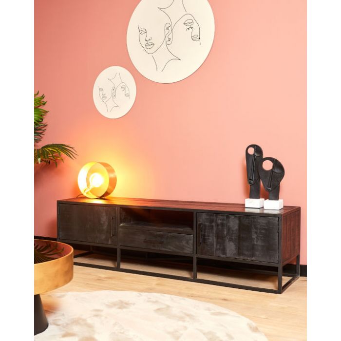 Tv meubel zwart mangohout 180 cm