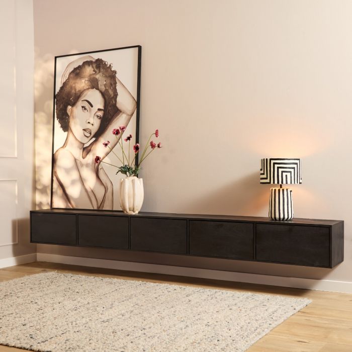 Zwevend tv meubel Vision Black 280 cm