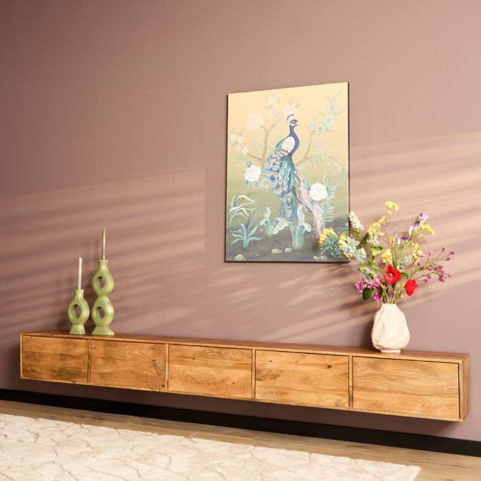 Zwevend tv meubel Vision mangohout 280 cm