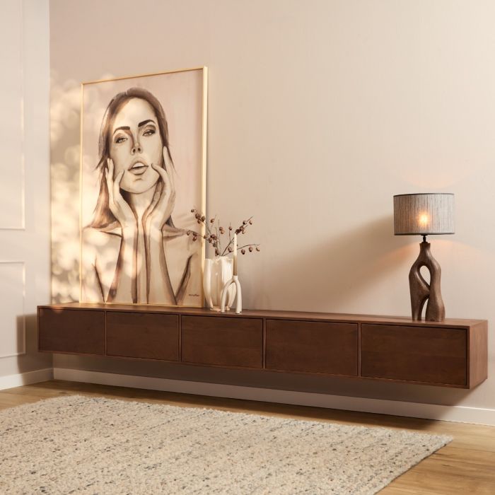 Zwevend tv meubel Vision Walnoot 280 cm