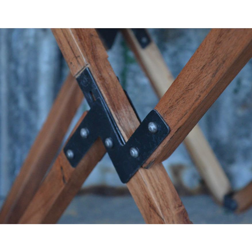 Grommen Peave Imperial Leren vlinderstoel houten frame acacia hout - Eigentyds